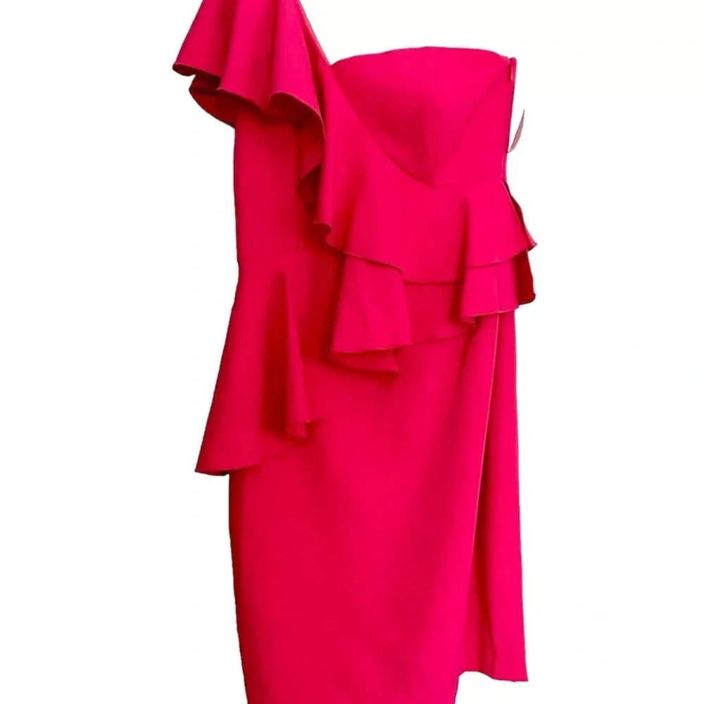 NWT Trina Turk Single Shoulder Coral Cocktail Dress Size 2 - Picture 2 of 6